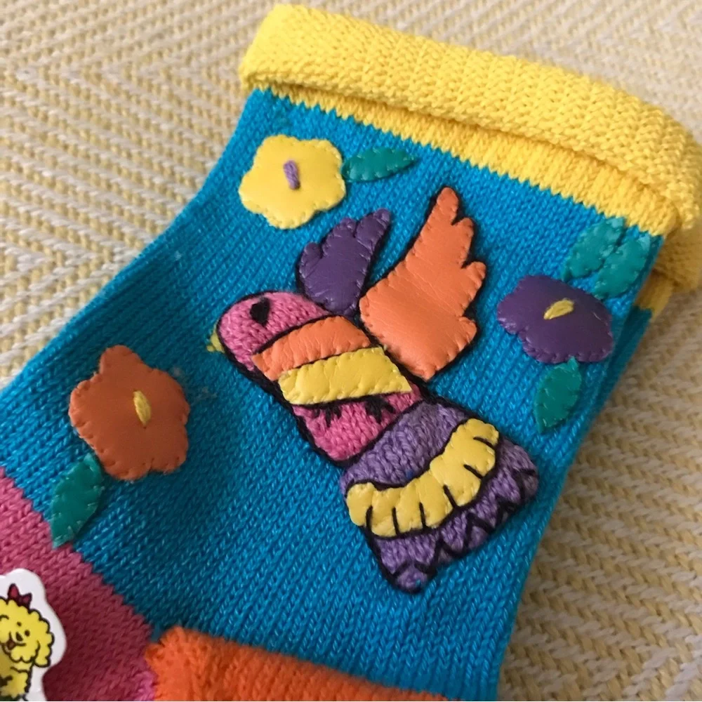 Vintage Colorful Appliqué Kids Socks